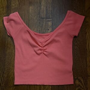 American Eagle Outfitters Pink Ribbed Crop Top